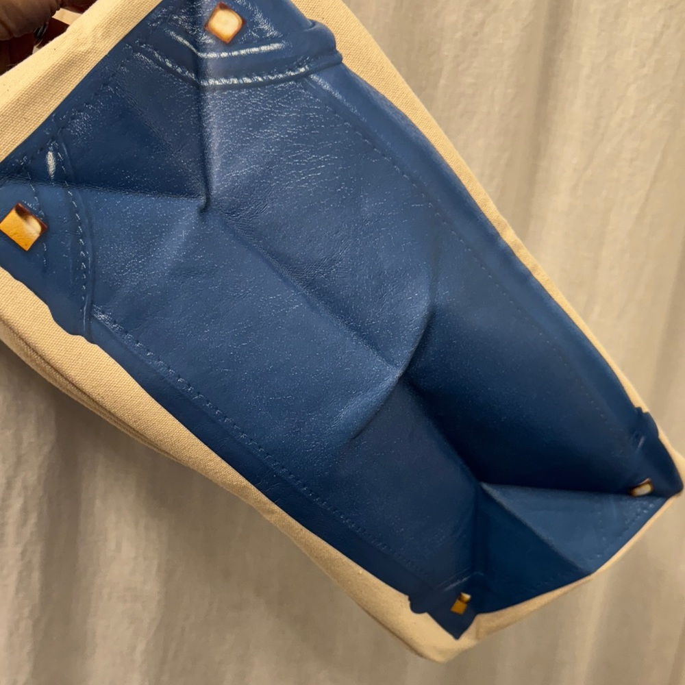 THURSDAY FRIDAY Canvas‎ Tote Bag  Royal Blue Faux Designer Bag Print Large Size - Picture 12 of 16